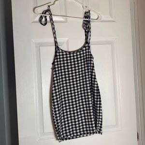 NEVER WORN- Black and White Plaid Jumper Dress